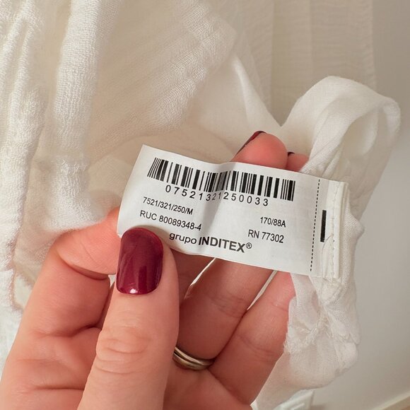 Zara Gauze Crinkle Spaghetti Strap Mini Dress White NWOT Size Medium - Picture 6 of 7